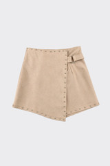 Studded belted skort beige