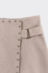 Studded belted skort beige