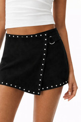 Studded belted skort black