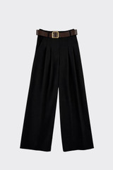 Maxi trousers with plates and belt black