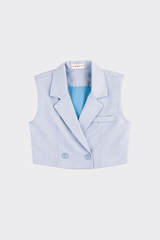 Tailored sleeveless blazer light blue