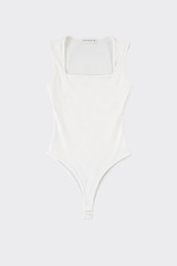 Polyamide bodysuit with square neckline white