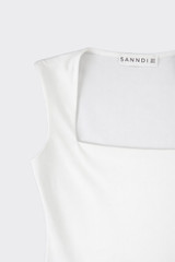 Polyamide bodysuit with square neckline white