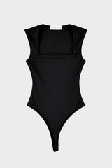 Polyamide bodysuit with square neckline black