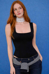 Polyamide bodysuit with square neckline black