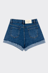 Denim shorts with folded hem