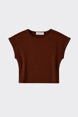 Basic fitted crop t-shirt brown
