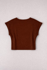 Basic fitted crop t-shirt brown