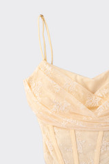Halter top corset with lace yellow