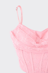 Halter top corset with lace pink