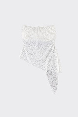 Asymmetrical lace bandeau top white