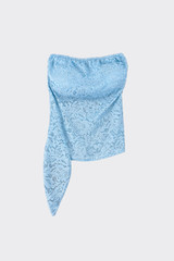 Asymmetrical lace bandeau top blue