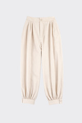 Harem pants with hem tied with button beige