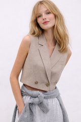 Tailored sleeveless blazer taupe