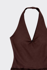 Top halter lace in hem brown