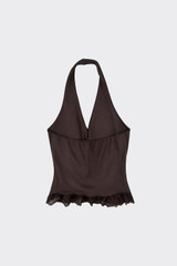 Top halter lace in hem brown