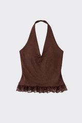 Top halter lace in hem brown