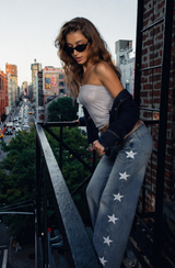 Jeans with multiple stars on the side