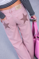 Straight jeans with back stars