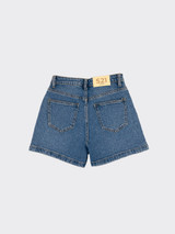 Studded double-button denim shorts