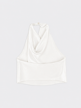 Satin halter top white