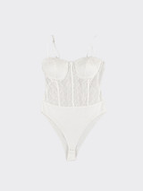Lace strapless bodysuit white