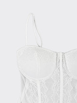 Lace strapless bodysuit white