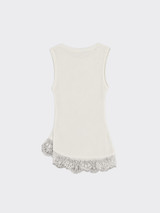 Strappy top with lace trim at the hem