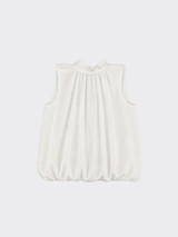 Balloon blouse with bow and open back
