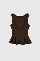 Structured Peplum Top Brown