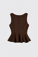 Structured Peplum Top Brown