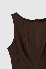 Structured Peplum Top Brown