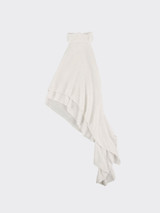 Halter neck top with asymmetrical ruffled hem white