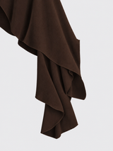 Halter neck top with asymmetrical ruffled hem brown