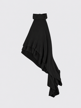 Halter neck top with asymmetrical ruffled hem black
