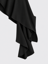 Halter neck top with asymmetrical ruffled hem black