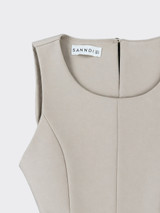Taupe peplum top fitted at the back