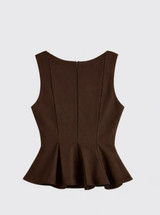 Structured Peplum Top Brown