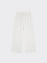Linen-effect trousers with glitter stripes White