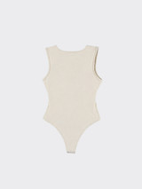 Polyamide bodysuit with square neckline beige