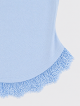 Strappy top with lace trim at the hem light blue