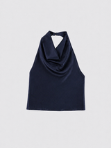 Satin halter top dark blue