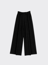 Flowy pleated trousers linen effect black