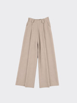 Flowy pleated trousers linen effect taupe