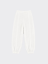 Linen-effect harem pants with pleats white