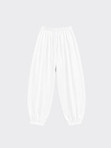 Linen-effect harem pants with pleats white