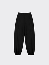 Linen-effect harem pants with pleats black