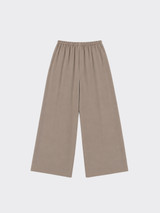 Wide-leg linen effect trousers with adjustable drawstring taupe
