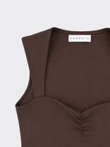 Polyamide top with square neckline Brown