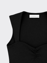 Polyamide top with square neckline Black